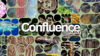 Event banner displaying the symposium name with stylized photos of fish and wildlife in abstract shapes